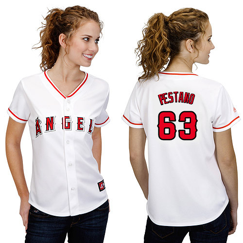 Vinnie Pestano #63 mlb Jersey-Los Angeles Angels of Anaheim Women's Authentic Home White Cool Base Baseball Jersey